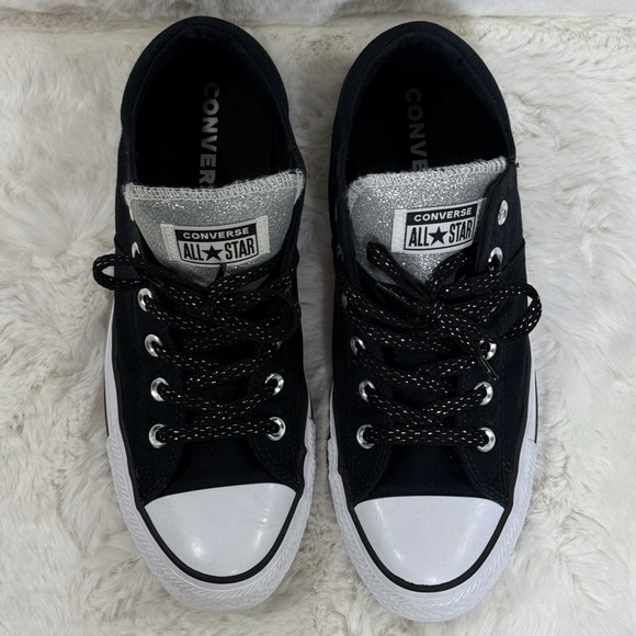 Converse All Star Madison Classic Low Top Shoes Black & Silver Glitter Sneakers - Picture 9 of 10